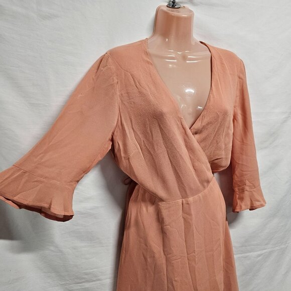 Reformation Wren Wran Wrap Mini Dress Women Size XL Peach - Picture 10 of 13